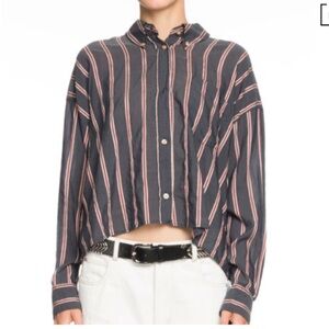 NEW Isabel Marant Etolie cropped button down striped shirt size 36